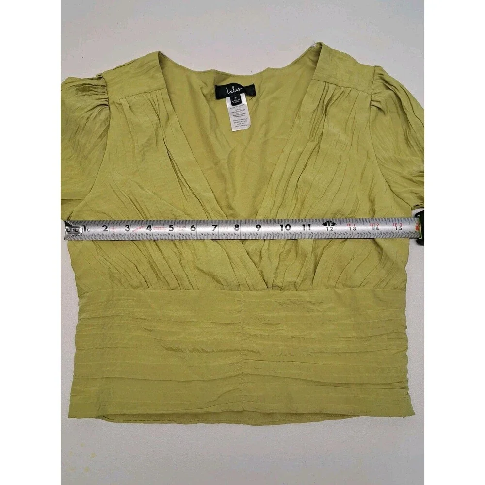 Lulus Bring The Pleat Lime Green Pleated Long Sleeve Top S - Picture 5 of 5